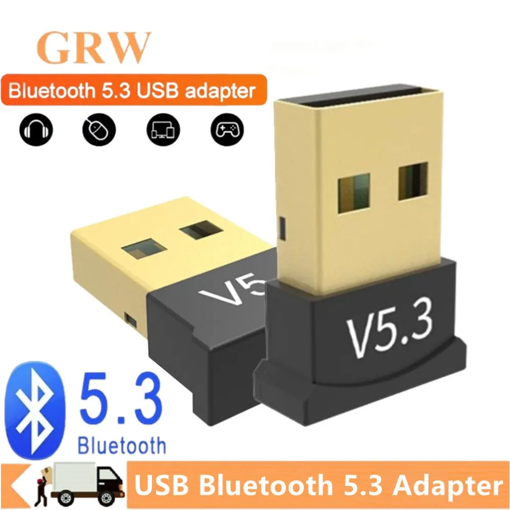 GRWIBEOU USB Bluetooth 5.3 Adapter For Wireless Speaker Audio Mouse Bluetooth Dongle USB Adapter Bluetooth Receiver Transmitter