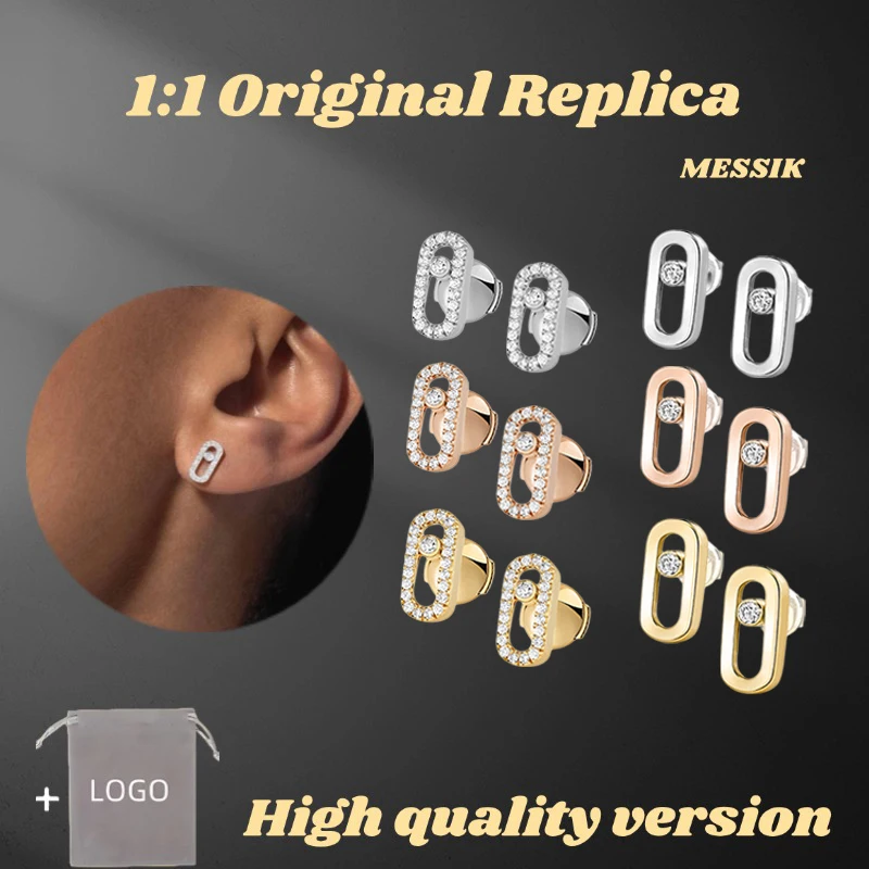 Official Website Diamond Earrings Classic Moving Diamond S925 Silver Small Earrings Women's Jewelry MOVE UNO Earrings