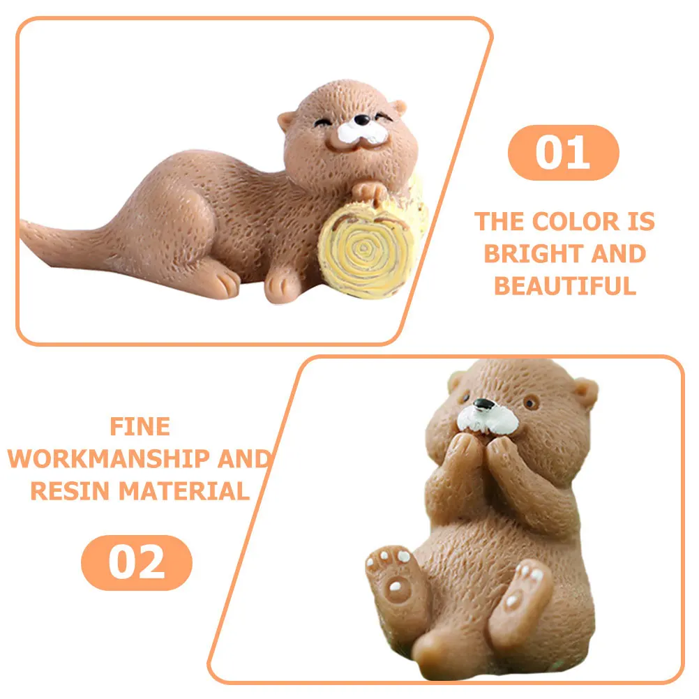 8 Pcs Miniature Otter Figurines Resin Craft Dollhouse Decorations Micro Landscape Statues Home Office Café Table Garden Animals