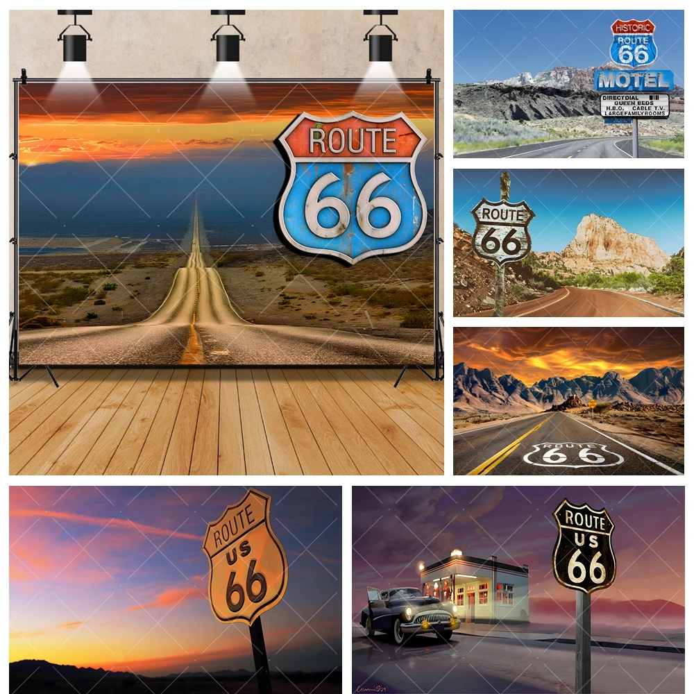 U.S. Route 66 Sunset Boulevard Boy Girl Gifts Birthday Party Backdrop Custom Kids Room Decor Photography Studio Props Background