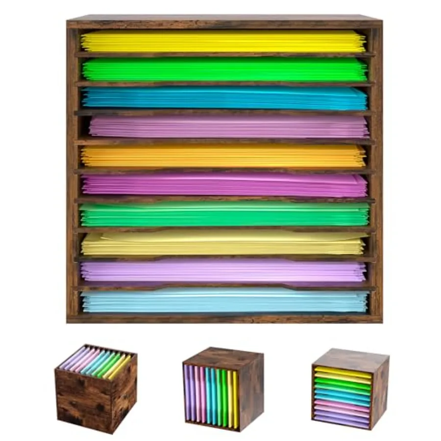 

Scrapbook Paper Storage Organizer for Craft Room 12x12 Paper Storage Desk Shelf 10 Slot Adjustable File Sorter for Office Schoo