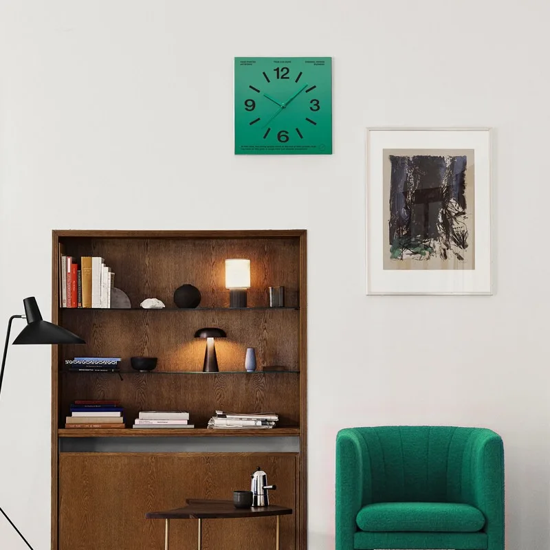 BV Green Art Design Creative Living Room Bedroom Study Studio Wall Clock Ultra-thin Scanning Silent Square Wall Clock