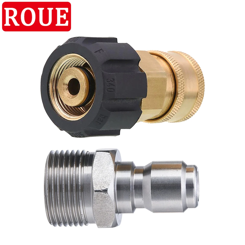 

3/8 Inch Quick Connect Kit for Pressure Washer Hose & Gun Adapter M22 14mm to M22 Metric Fitting Quick Coupling Quick Connector