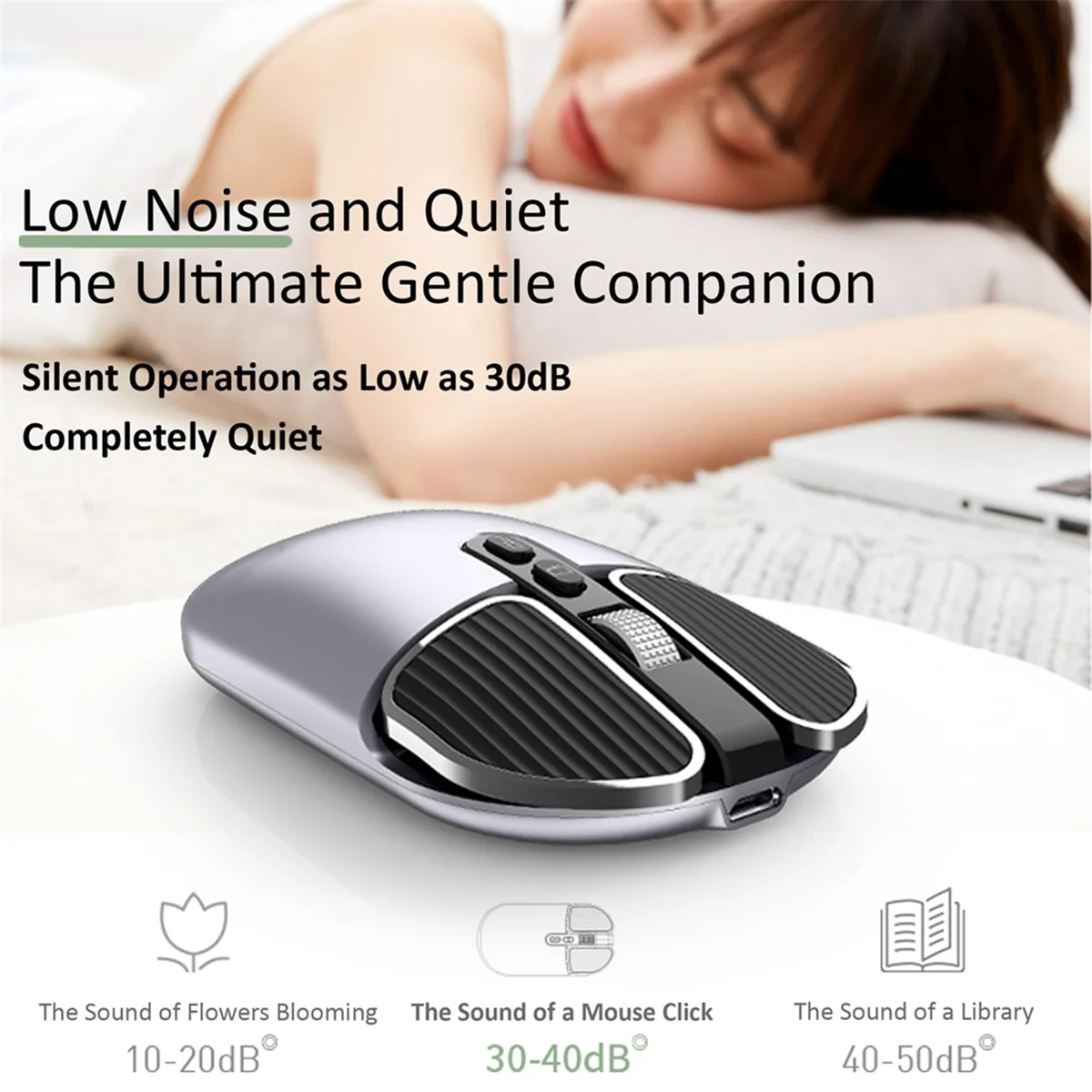 Mouse GOB-oWireless dengan Bluetooth Dual Mode (BT5.1+USB 2.4G), Dapat Diisi Ulang, Senyap, Konsumsi Daya Rendah,