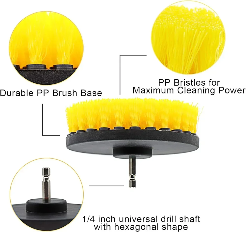 3-teiliges Bohrbürsten-Set, Power-Schrubber, Reinigungsbürsten-Werkzeugset für Fugen, Böden, Badewannen, Duschen, Fliesen, Badezimmer, Küche, Oberflächen – Detail 8