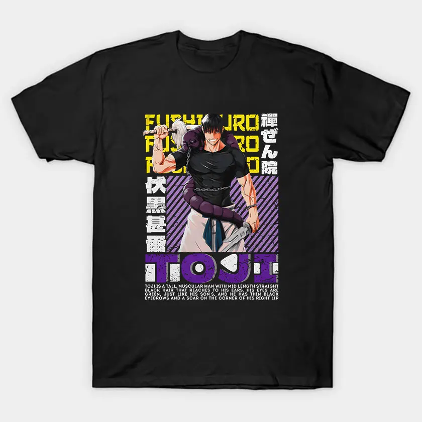 

Jujutsu Kaisen Series Print graphic t shirts Fushiguro Toji New arrival O Neck anime T-Shirt for men 100% cotton large size tops