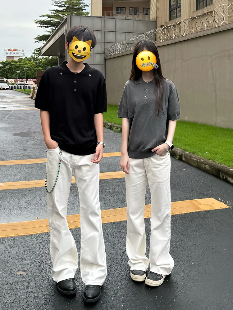 

Джинсы Cra White Bell Bot в американском стиле High Street, прямые, широкие, с эффектом потертости, для мужчин и женщин