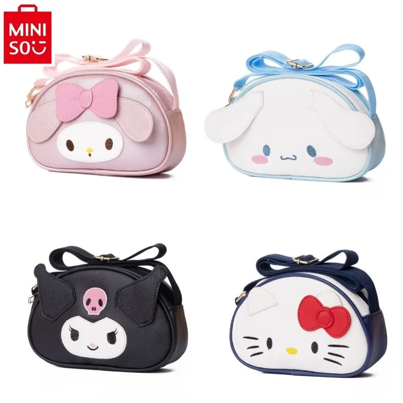 MINISO Sanrio Cartoon Hello Kitty Kuromi Lipstick Storage Makeup Single Shoulder Bag Student Large Capacity Crossbody Bag