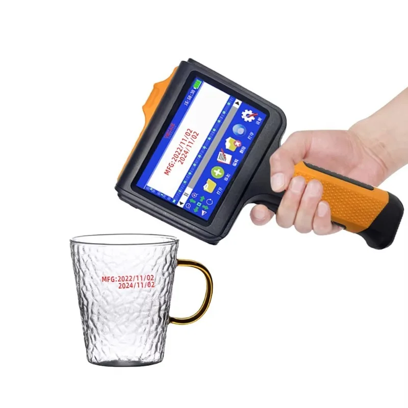 Portable Handheld Inkjet Printer Expiry Date Barcode QR Batch Logo Coding for Glass Bottle Printing Marking
