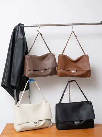Head Layer Cowhide Women's Bag with Large Capacity, Fashionable and Casual Commuting Tote Bag, Single Shoulder Crossbody