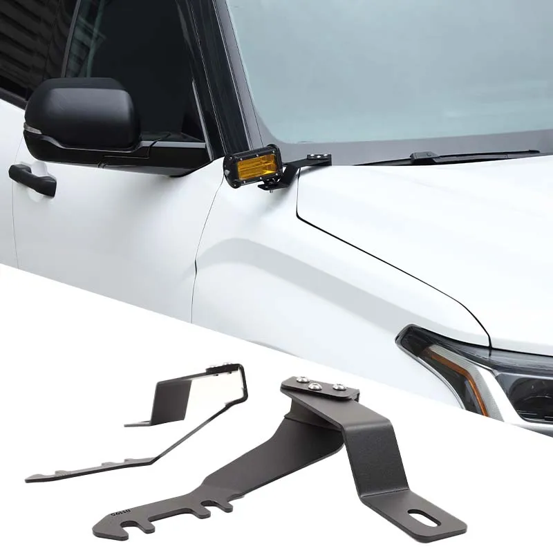 

For Toyota Tundra 2022-2025 Carbon Steel Black Car Engine Hood Work Light Mounting Bracket Holder Trim Car tools Accessories