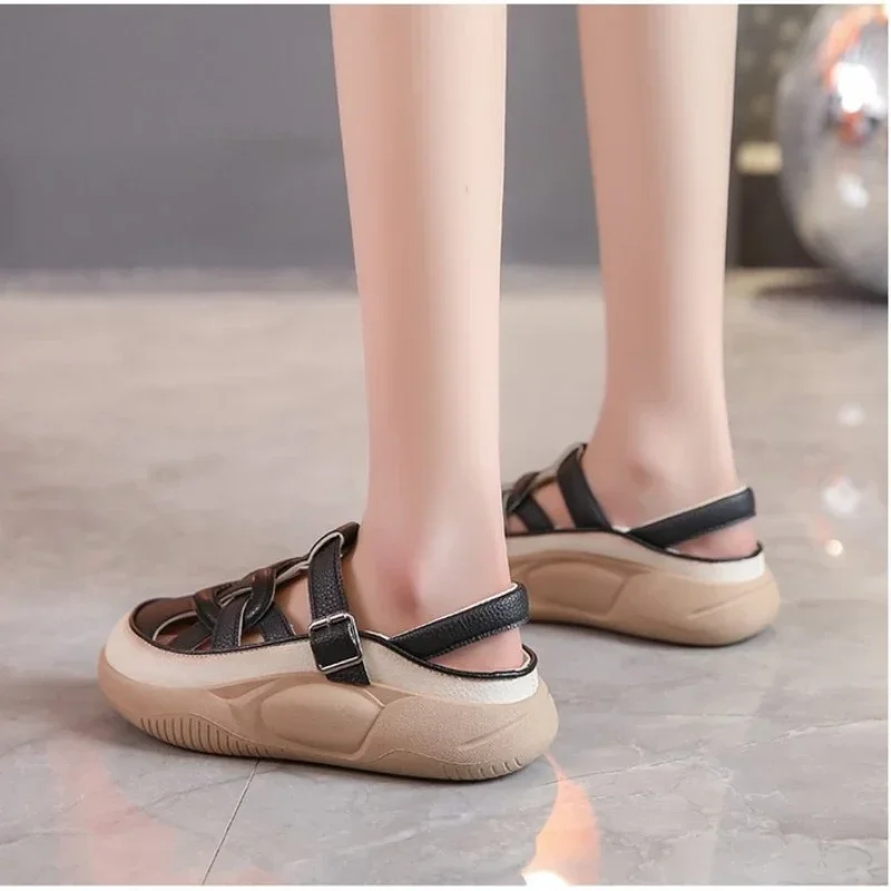 2024 New Summer Breathable Lightweight Flat Bottom Women\'s Sandals Closed Toe Wedge Platform Women\'s Casual Sandals