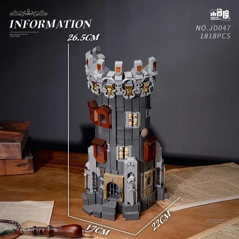 1818PCS Blok Bangunan Menara Penyihir Abad Pertengahan MOC Kreatif, Menara Pengawas, Kastil, Model Arsitektur, Puzzle, Mainan, Hadiah