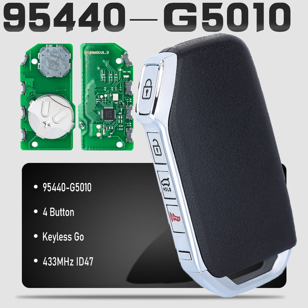 

KEYECU P/N: 95440-G5010 for KIA Niro 2018 Smart Remote Key Control 433MHz ID47 Chip Keyless Go 4 Button