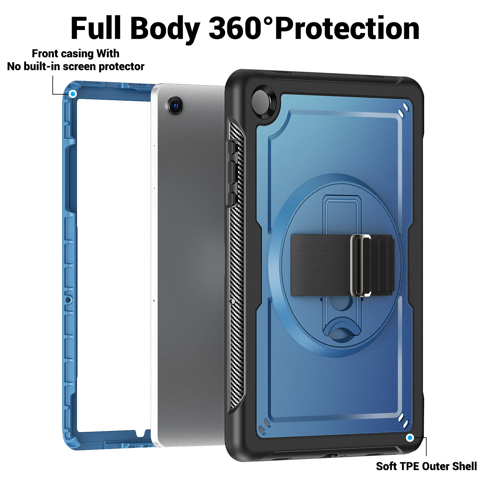 Hybrid Stand Case Universal For Samsung Tab A11 A9 Plus 2025 2023 SM-X230 X236 X210 X215 X216 X218 Rotating Cover Shoulder Strap