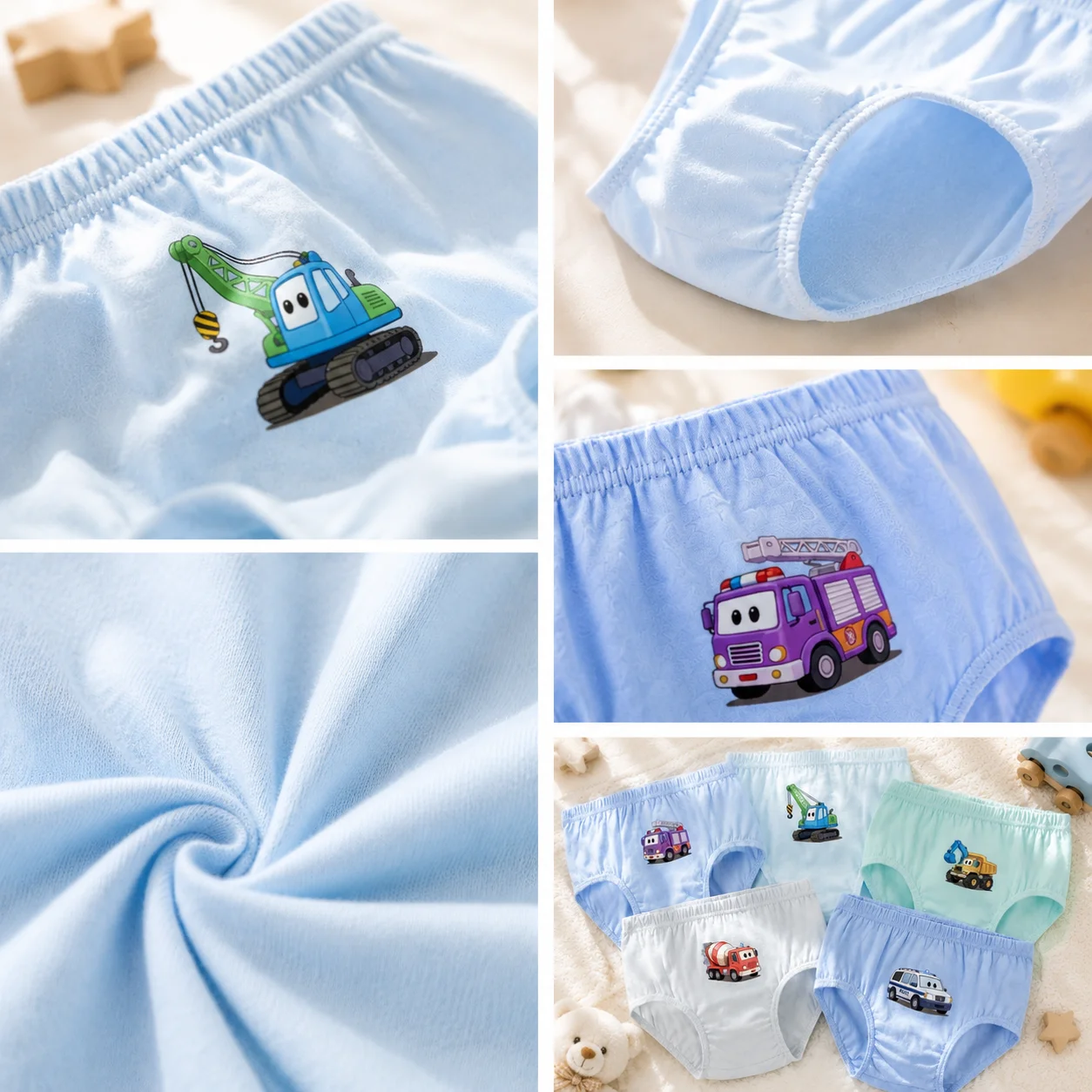 Kids Cotton Triangle Underwear Dinosaur Pattern - Boys Breathable Soft Briefs Set of 5/10 High-Quality Comfortable Children's Un