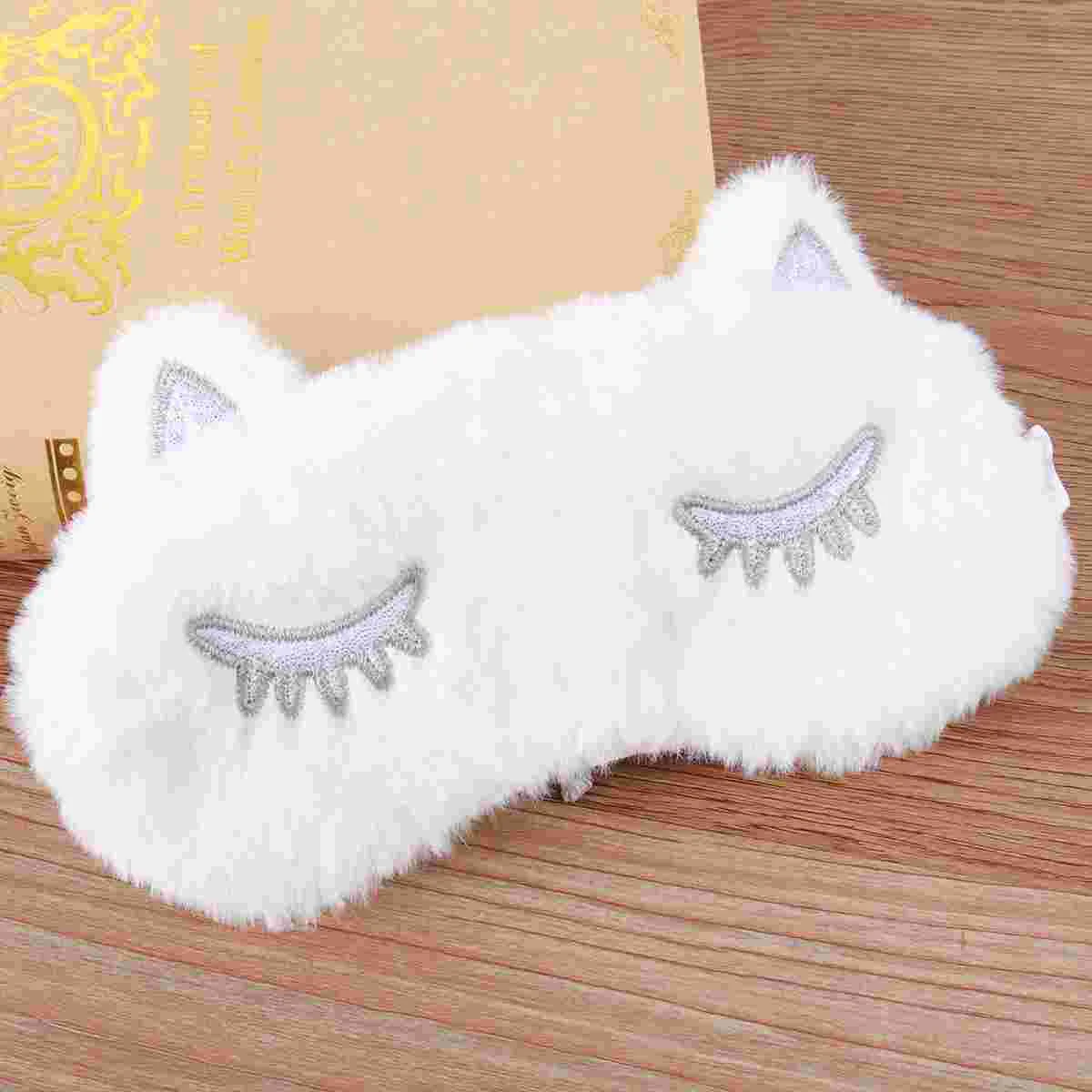 4pcs Plush Eye Mask Cover Eyeshade Unicorn Horn Blindfold for Sleep Nap Travel (White + Purple + Gradient Five Colors + Pink)