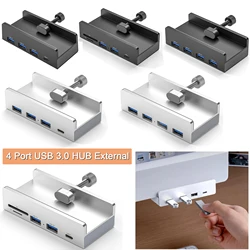 USB 3.0 HUB External Clip-type Splitter Adapter Desktop Laptop Wire Multi Port Dock Station Type C Clip HUB Power TF Card Slot