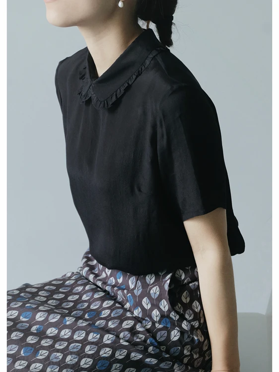 

Ele Bla Silk irt с розовой отделкой ор Sve Knit Office Appropriate Повседневный летний топ от Sartoria Kui Китай сделано