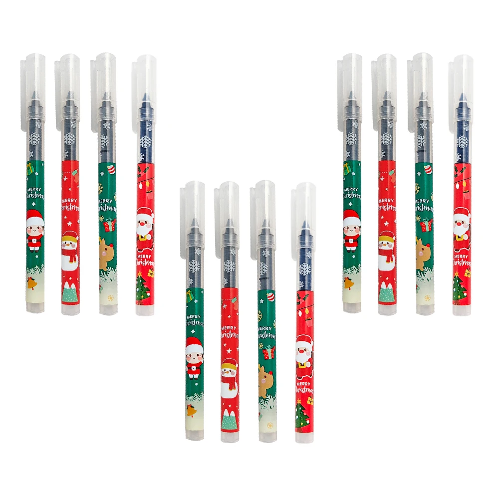 

12 Pcs Christmas Smooth Writing Kids Students Ink Plastic Lovely Shape For Children Study Gift