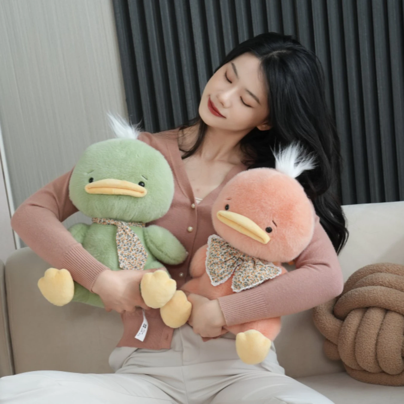 23-45cm Kawaii Vertical Hairstyles Duck Plush Toys Soft Stuffed Animal Fluffly Goose Doll Sofa Throw Pillow for Girls Gift Decor