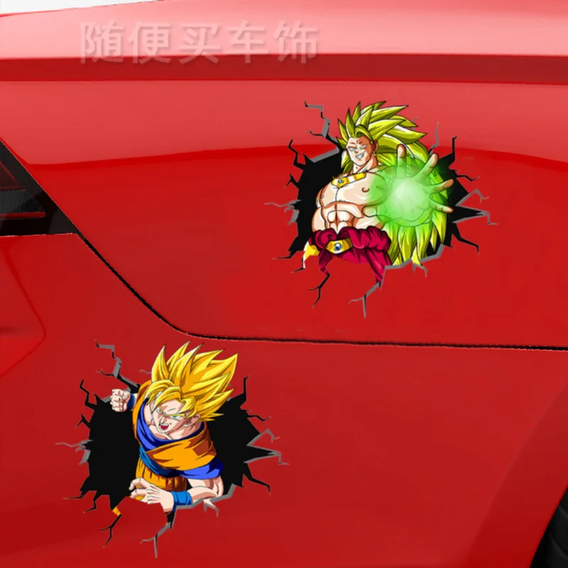 Dragon Ball Z Exquisite Series Sayajins Goku Broli Realistic Funny Breaking the Wall and Getting Out of the Car Sticker