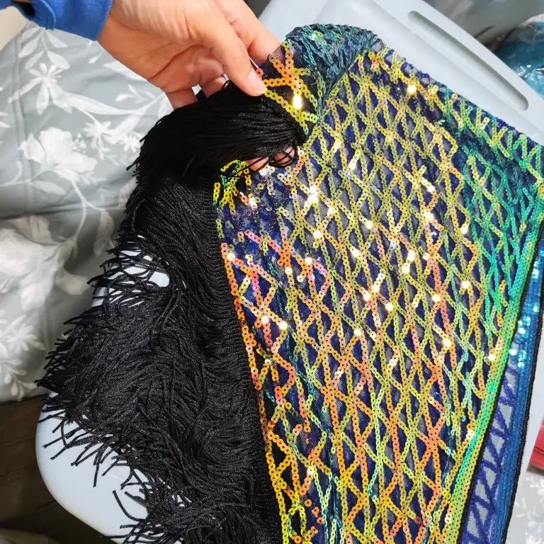 Costume da danza del ventre da donna Sciarpa triangolare con nappa con paillettes Sciarpa in vita per pratica di danza orientale per adulti Bambini anziani