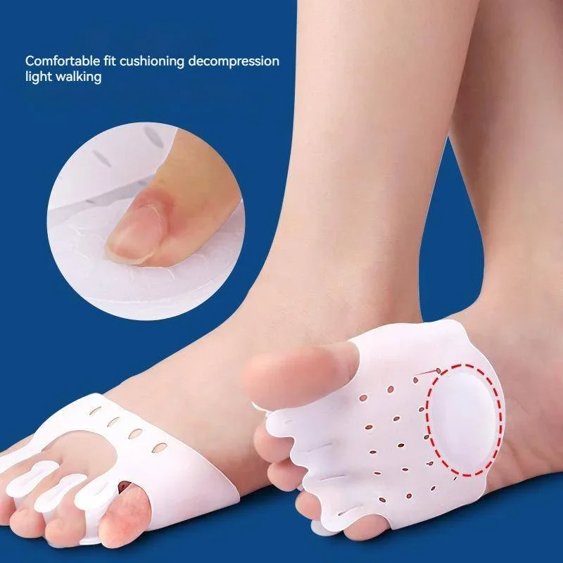 Separadores de dedos de los pies de Gel, Corrector de juanete con almohadilla metatarsiana, cojín para el antepié para el superposición de Hallux Valgus, previene el Protector de callos