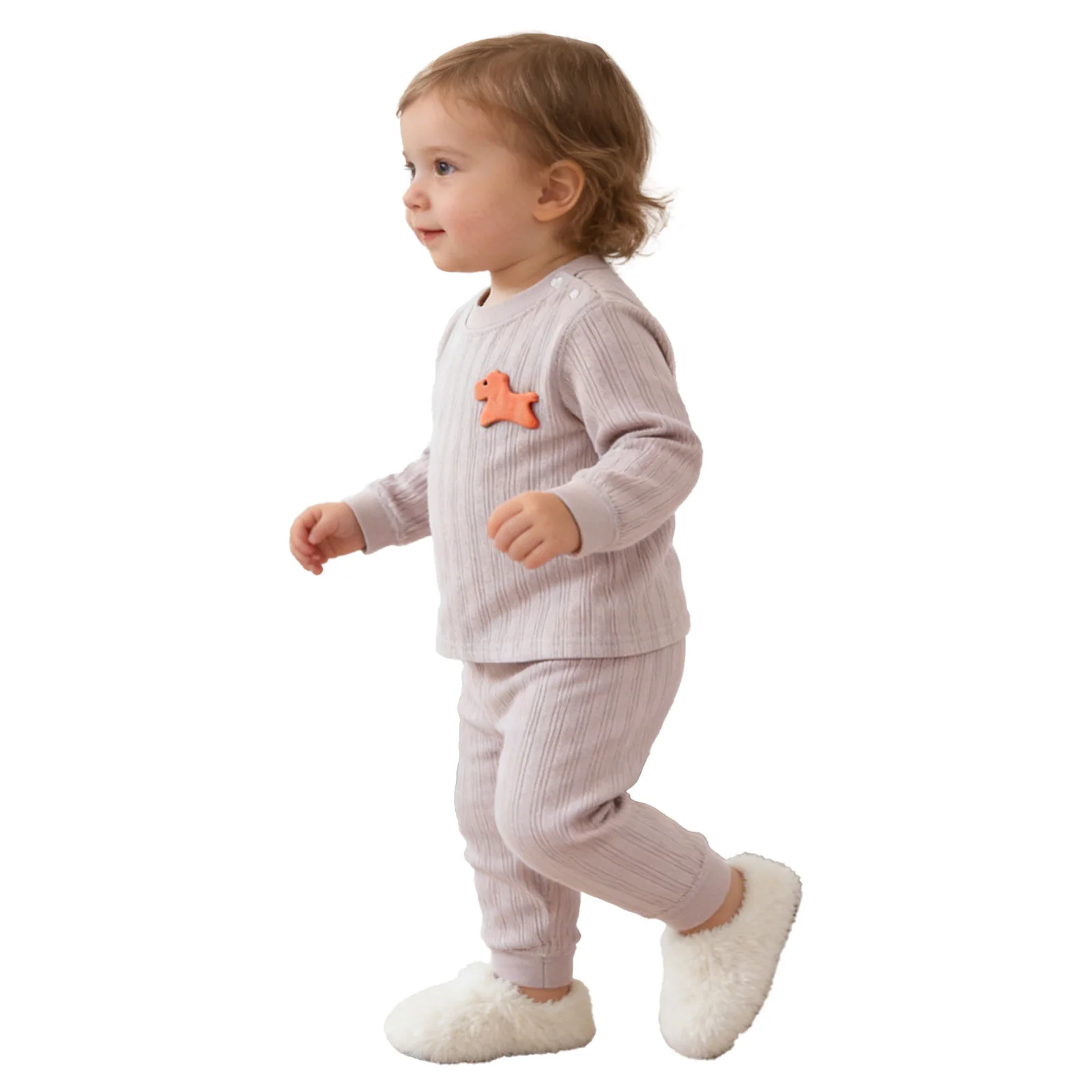 Infant Baby Clothes Pajama Set Jacquard Ribbed Texture Thermal Underwear Homewear Sleepwear Spring Fall Long Sleeve Top Pants