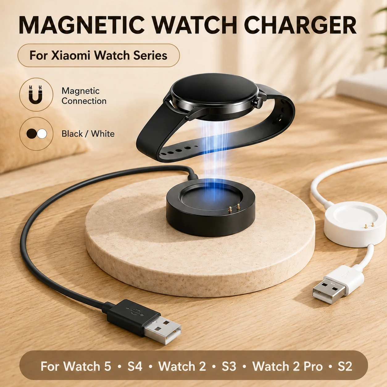 Xiaomi Smartwatch S3 Accessories - Magnetisches Ladegerät 100cm USB-Kabel Kompatibel mit