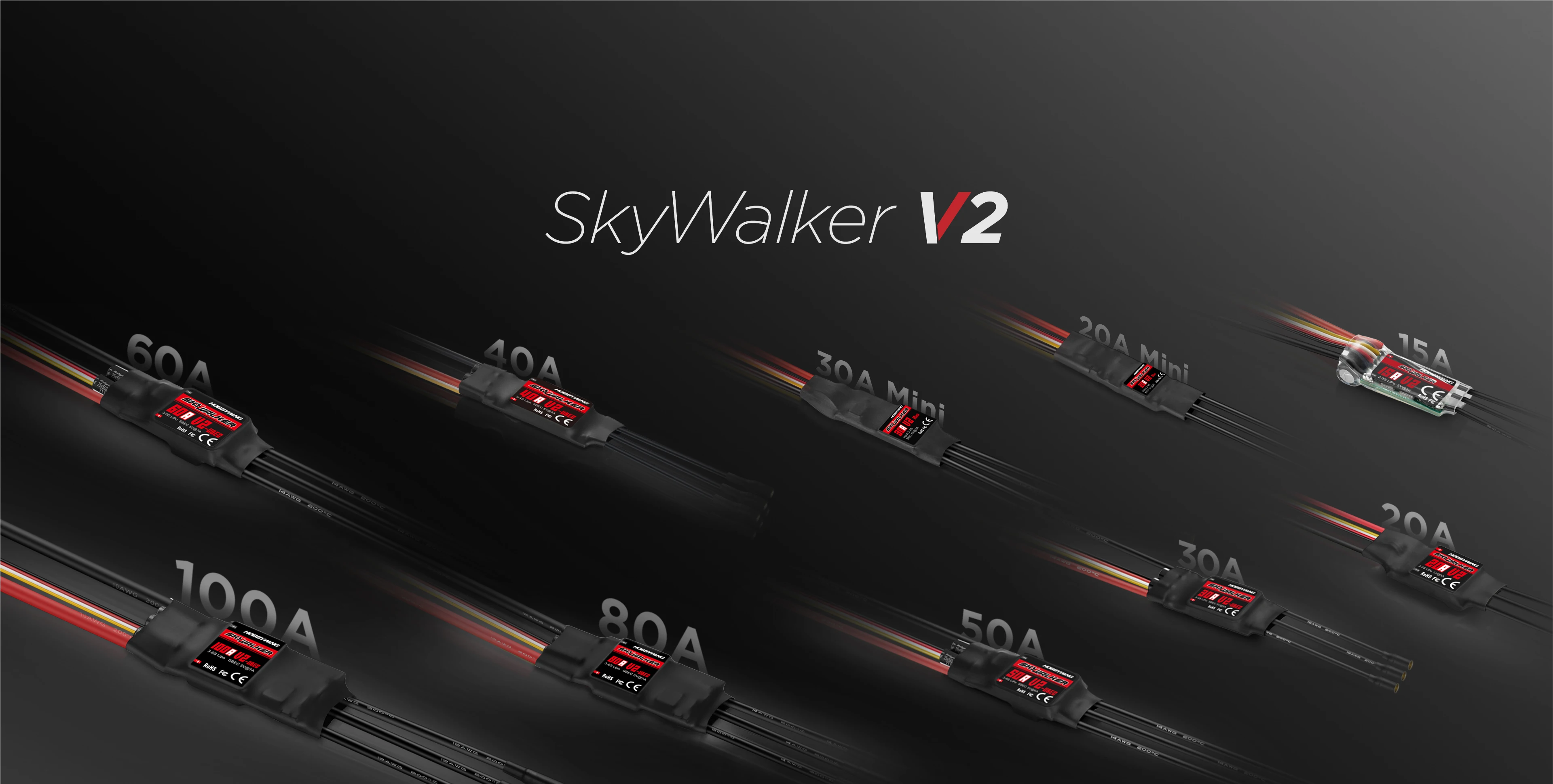 Hobbywing Skywalker 15A 20A 30A 40A 50A V2 ESC Speed Controller With UBEC For RC Airplanes Helicopter