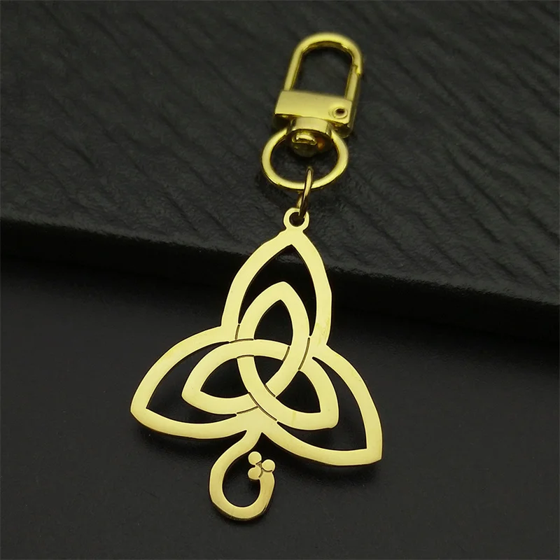Wikinger Hexe Keltischer Knoten Schlüsselanhänger für Damen Herren Gold Silber Farbe Edelstahl Gothic Schlüsselanhänger Schutz Amulett Schmuck