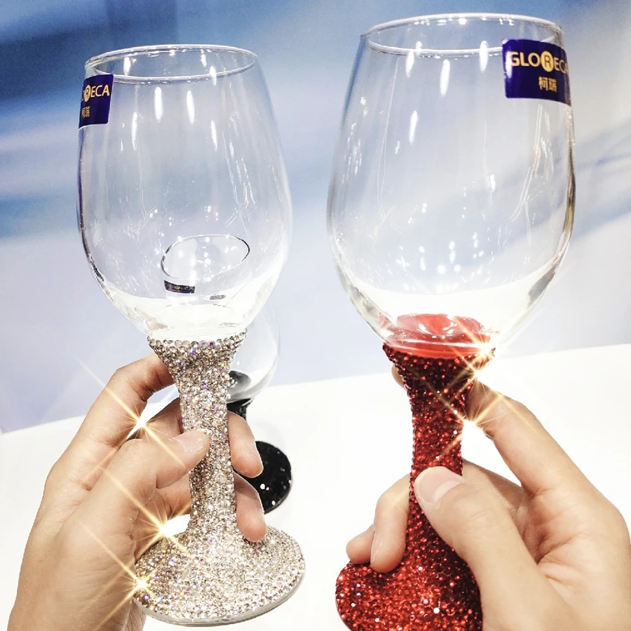 

Diamond Goblet Grape Wine Glass Cup Shiny Crystal Wedding Champagne Red Wine Bar Cocktail Party Drinkware Mugs