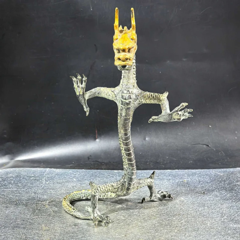 Bronze Standing , Ascending , Flying Dragon - Majestic Zodiac Animal Ornament for Living Room and Office