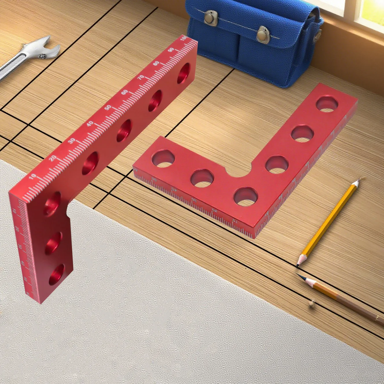 L Square Right Angle Ruler Carpenter Square for Woodworking-Precision Framing Layout Tool with Height Gauge Diy Measuring Tool