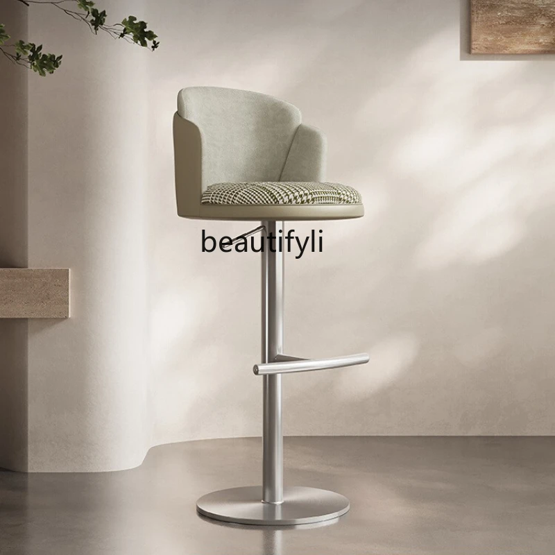

Light Luxury Bar Chair Home Modern Minimalist Rotatable Lifting High Chair Italian Minimalist Island Chair