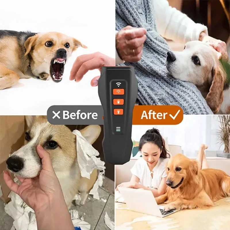 Ultrasonic Pet Dog Trainer Anti-bark Device with Laser Light LED Flashing Light Dog Cats Repeller Indoor Outdoor Training Toys