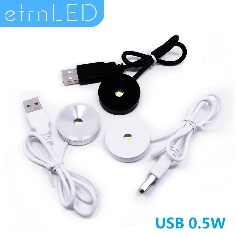 EtrnLED-USB LED Mini Spotlight, Luz Montada em Superfície Redonda, Visor do Gabinete, Vitrine, Pequena Lâmpada, Ponto de Teto, Casa, Preto, Branco,