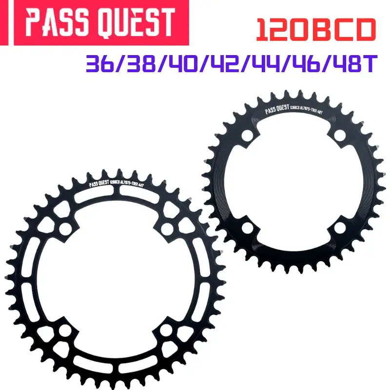 PASS QUEST 120BCD Round Narrow Wide Chainring 36T- 48T Road Bike Chain Wheel Crankset forSram X7 X9 XX 2X Crank Cycling Parts