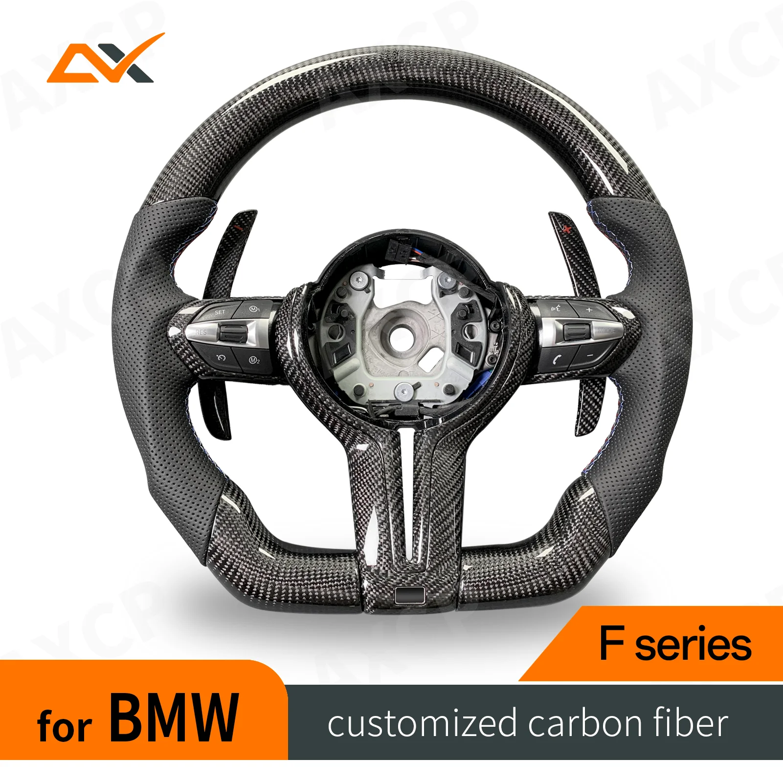 Customized Perforated Leather Twill Carbon Fiber Steering Wheel for BMW F10 F30 F31 F32 F20 E92 E60 X6 E71 X5 E70 M3 M4 M5 M6