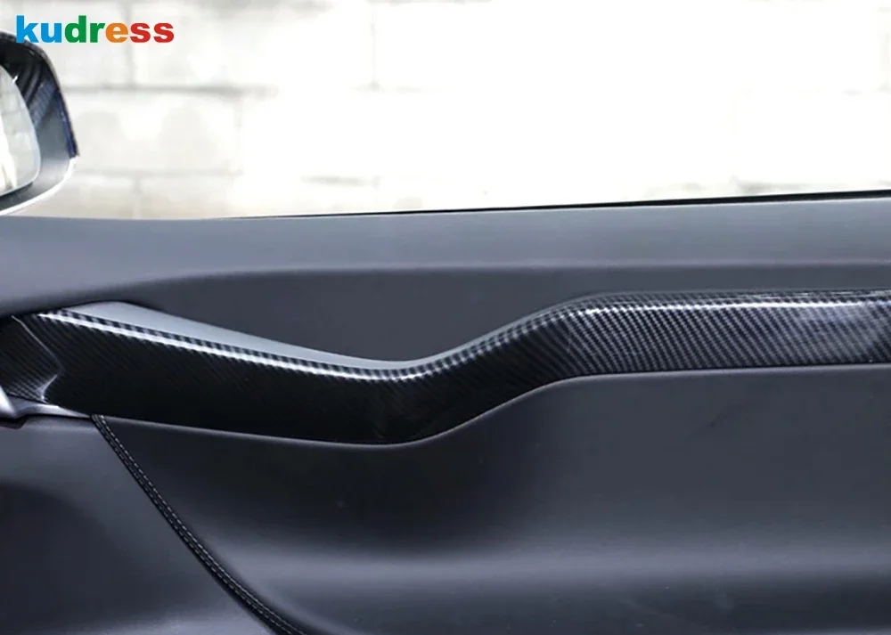 For Tesla Model X 2016 2017 2018 2019 2020 2021 Carbon Fiber Car Inside Inner Door Panel Cover Trim Interior Accessories