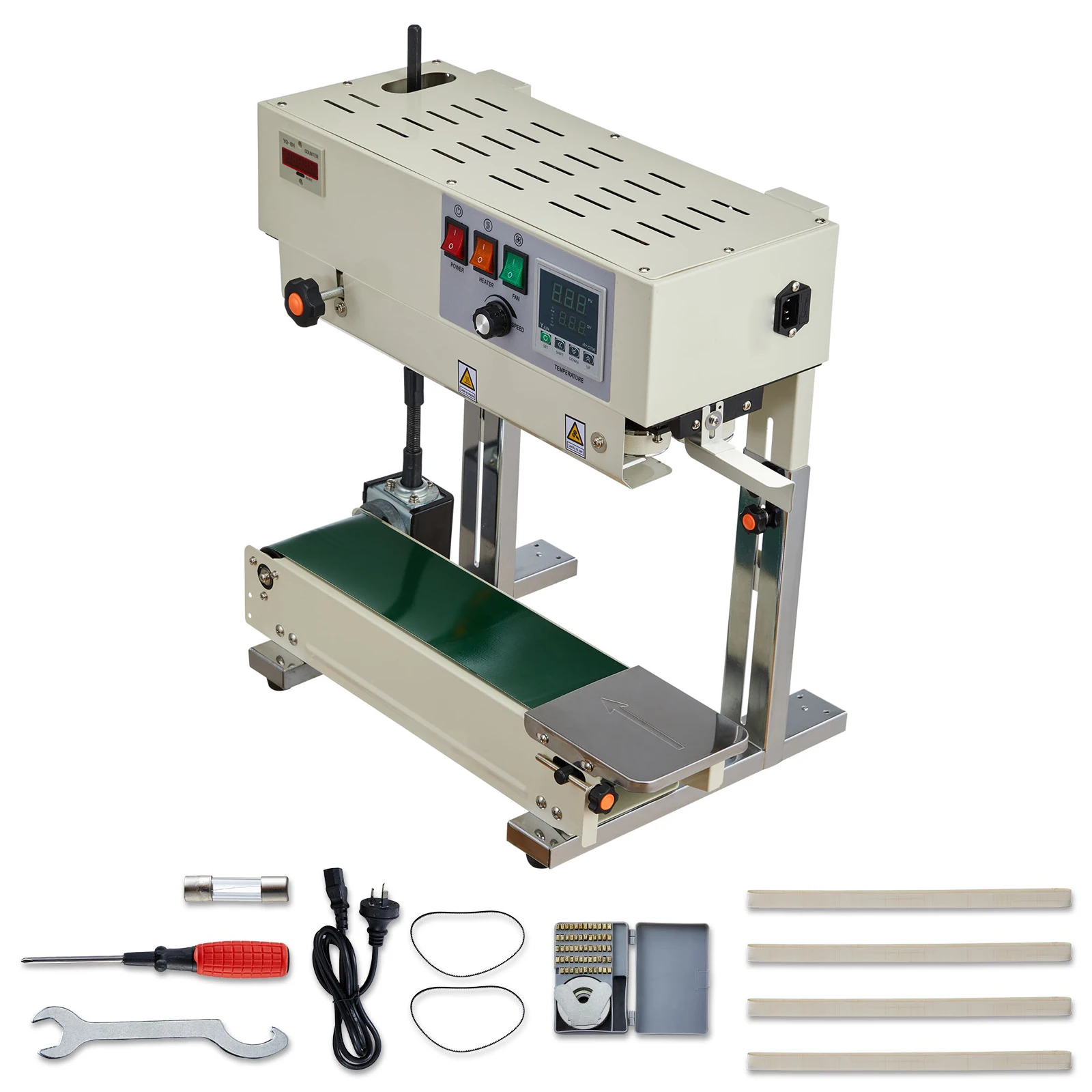 Machine de scellage de sacs en continu SucceBuy, scelleuse verticale à bande de 0,24 à 0,47 pouces de largeur avec impression par rouleau pour sacs de 0,001 à 0,03 pouces