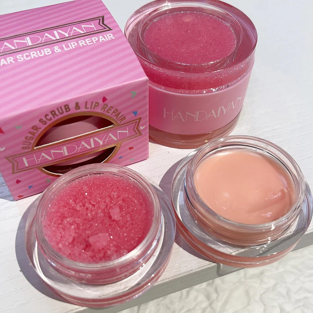 2 in 1 Scrub Maschera per labbra Balsamo per labbra Doppio effetto Rossetto Riparazione Pelle morta Esfoliante Idratante Riparazione Linee sottili Lipgloss Cura