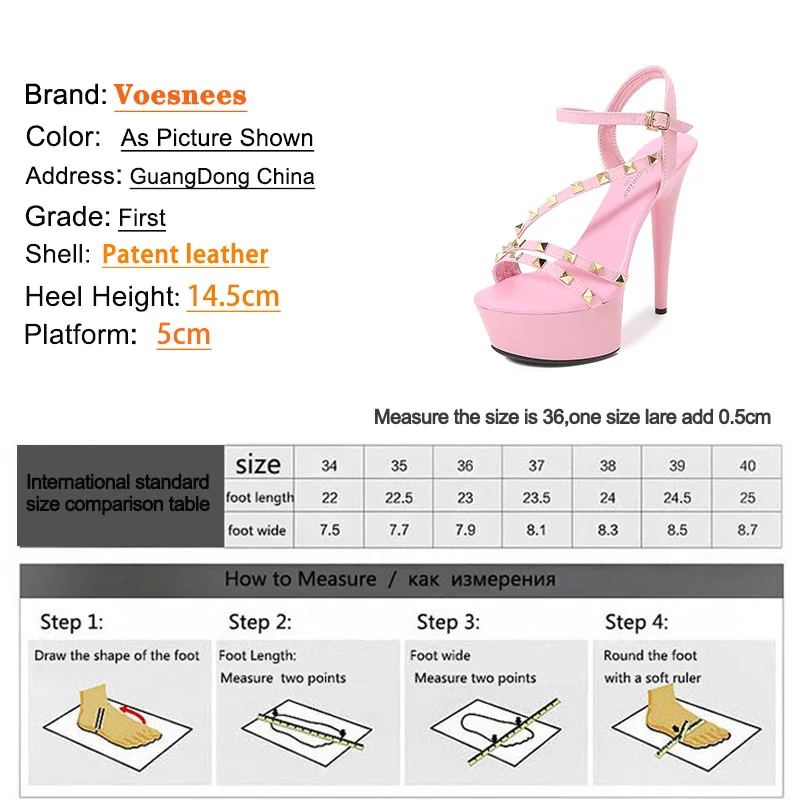 European And American Thin High Heels Rivet Women\'s Shoes Summer Fashion Thick Platform Sandals Sexy Narrow-band Banquet Pumps