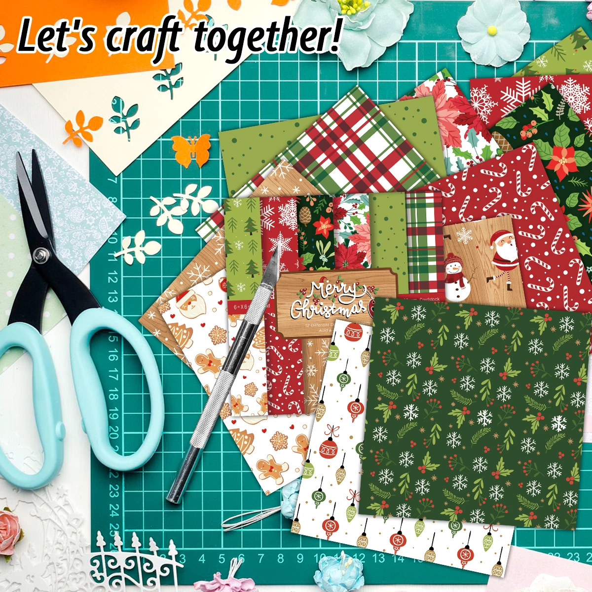 24pcs Christmas Decorative Scrapbook Paper,Christmas Gift Small Business Packaging,Cardmaking Craft For Journal Background Paper