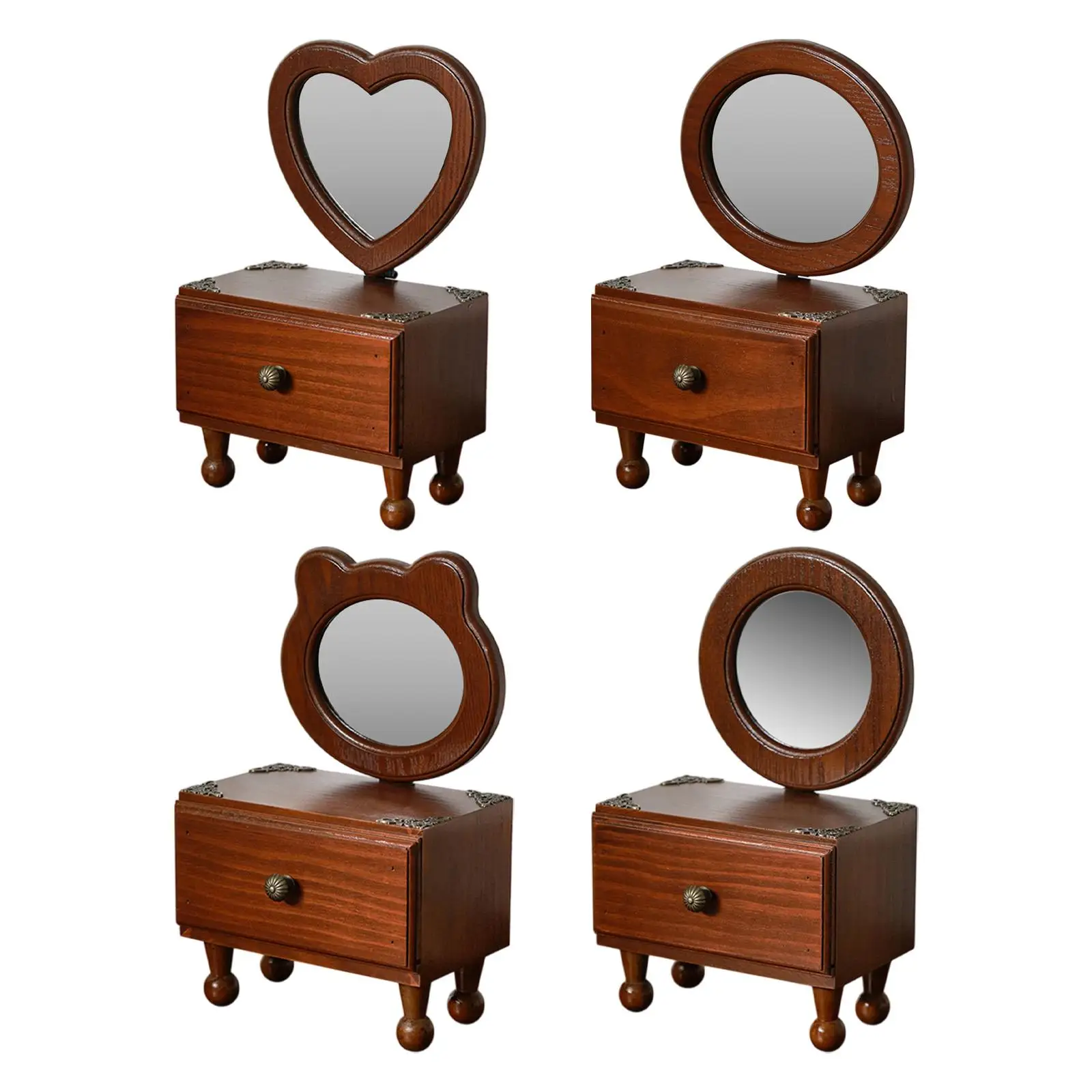 

Tabletop Mirror Elegant Small Organizer Stand up Portable Vanity Makeup Mirror for Bathroom Artist Living Room Women Halloween