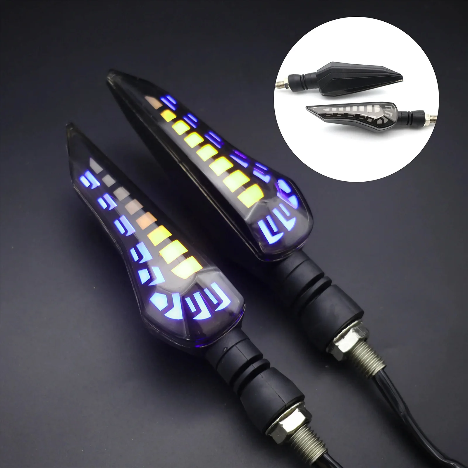 2Pcs Universal Motorcycle LED Turn Signal Light ABS Flowing Indicator Lamp Running Blinker Brake Light For Yamaha Honda Suzuki