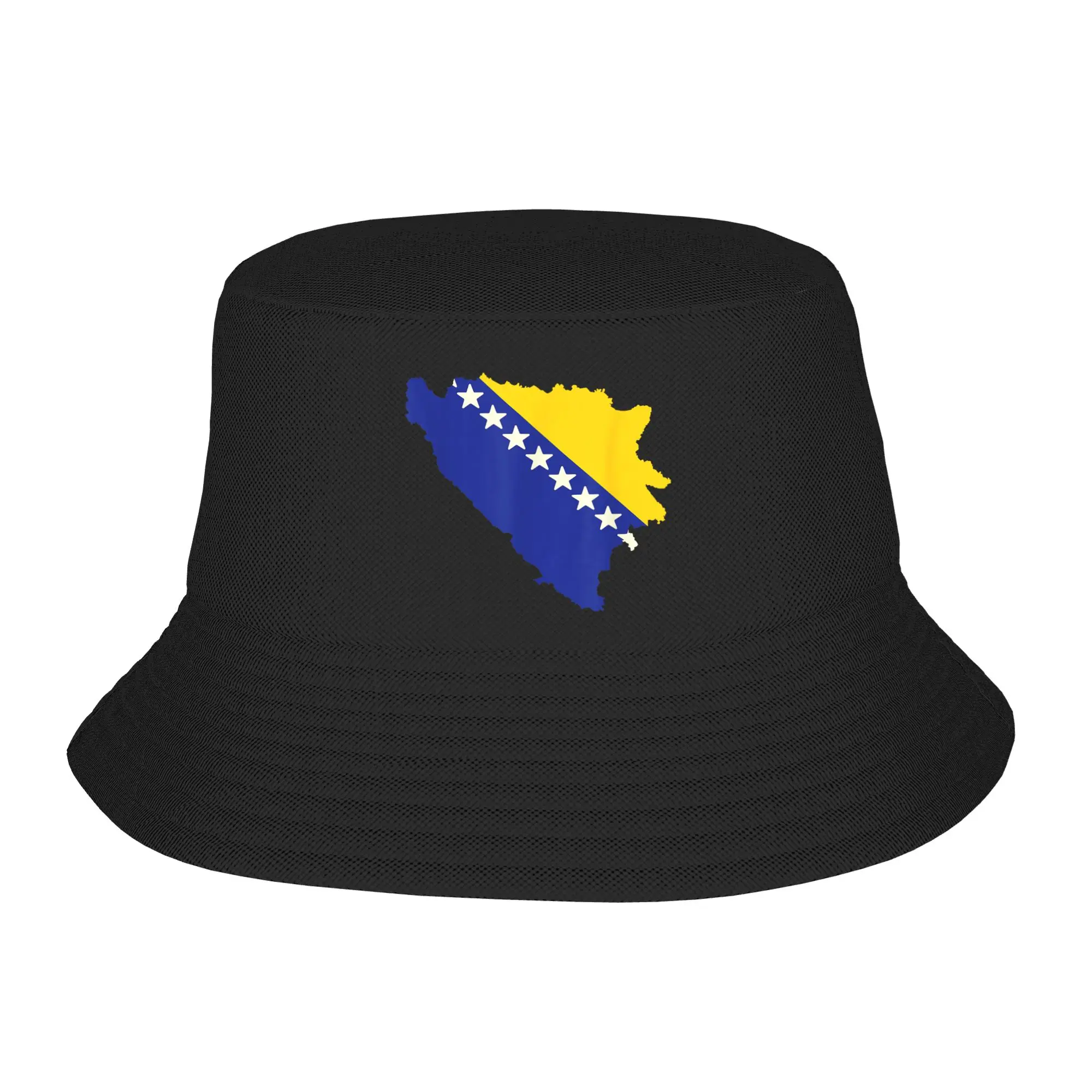 Summer Bob Caps Bosnia and Herzegovina Flag Map for Men Women Fisherman Cap Reversible Bucket Hats Outdoor Fishing Cap