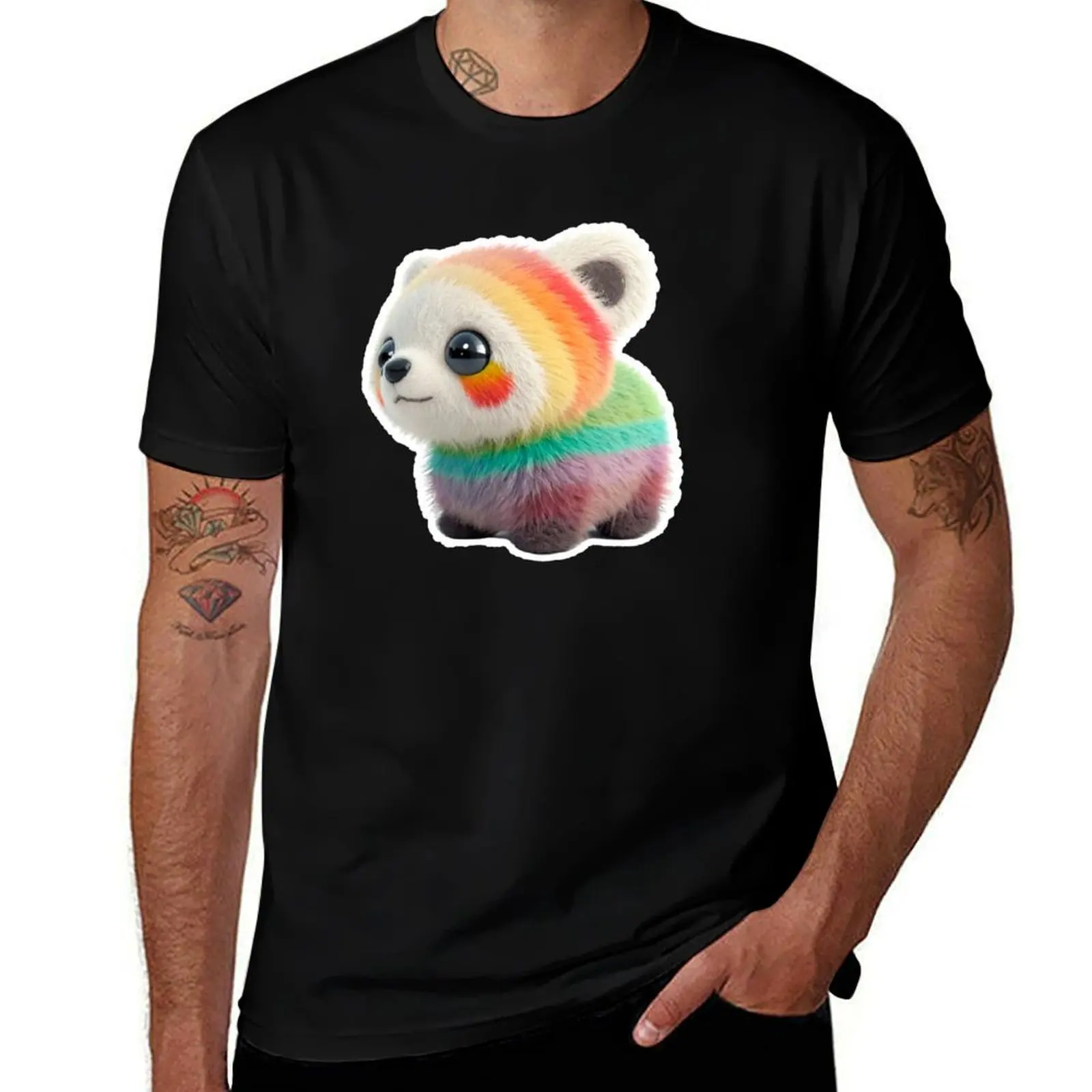 

A small stuffed animal with a rainbow colored T-Shirt cheap stuff heavyweights designer shirts blanks Short sleeve tee men