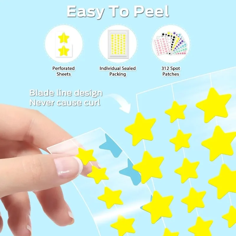 200개 컬러풀 여드름 패치 스티커 방수 여드름 제거 패치 항여드름 하이드로콜로이드 패치 스팟 마크 수리 스티커
